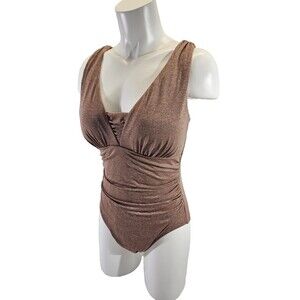 LANDS' END Women's 12 Slender Suit Shine Grecian One Piece Swimsuit Swim Suit